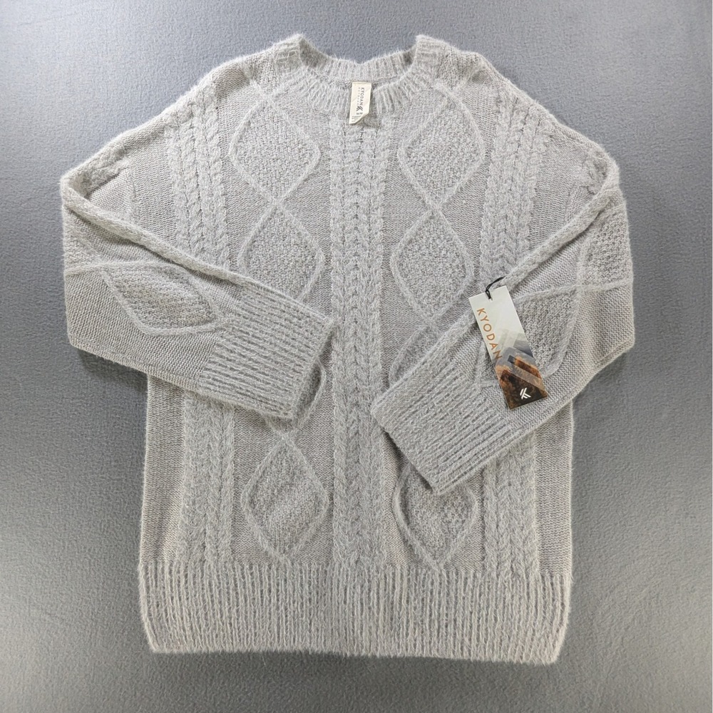 Kyodan Outdoor Ladies KOLL1168-GM-M Cable Knit Pullover Sweater Medium Grey Mix‎